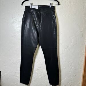 NWT 7 for all mankind Size 27 High Waist Ankle Skinny Black Shimmer Seconds